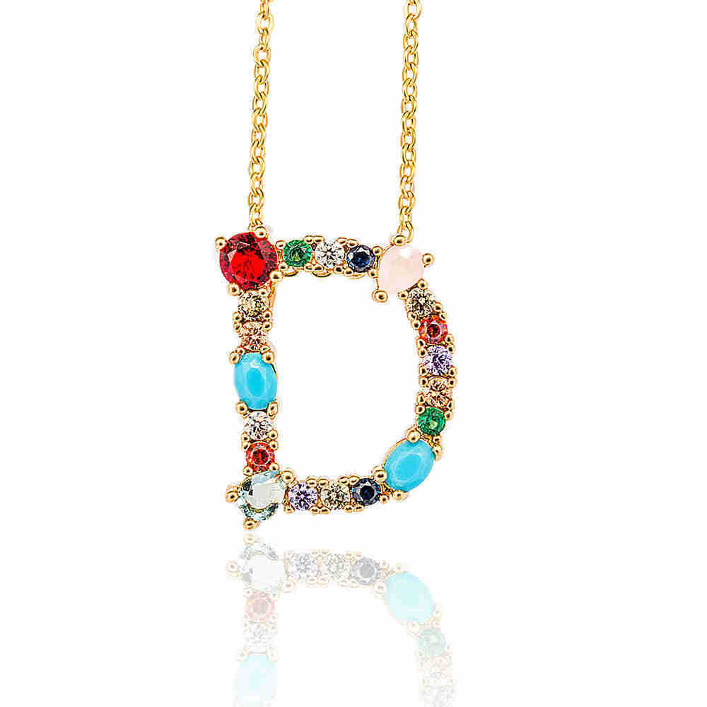 Hip Hop 26 Letters Copper Micro Inlaid Letter Pendant Clavicle Chain 1619178764778