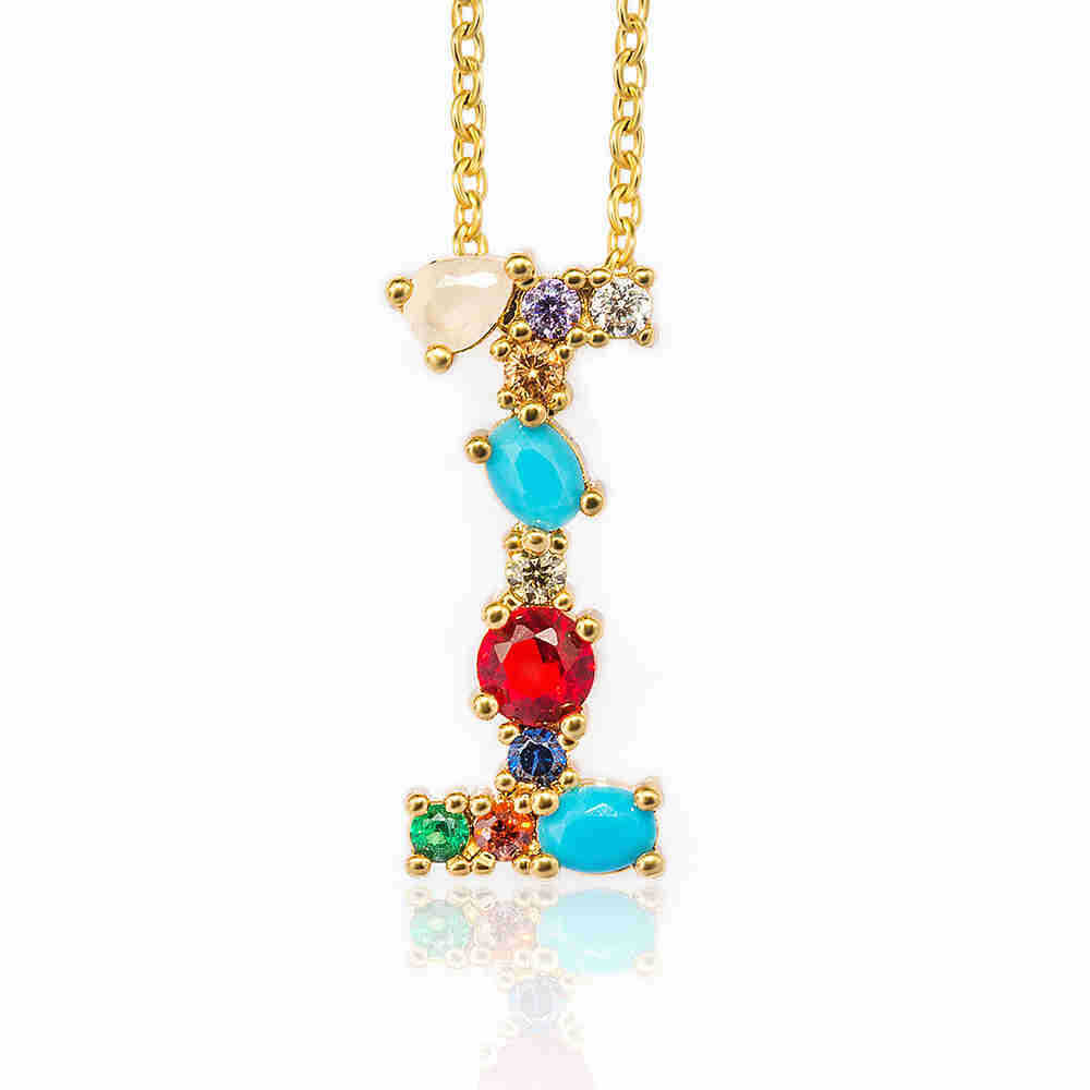 Hip Hop 26 Letters Copper Micro Inlaid Letter Pendant Clavicle Chain 1619178764788