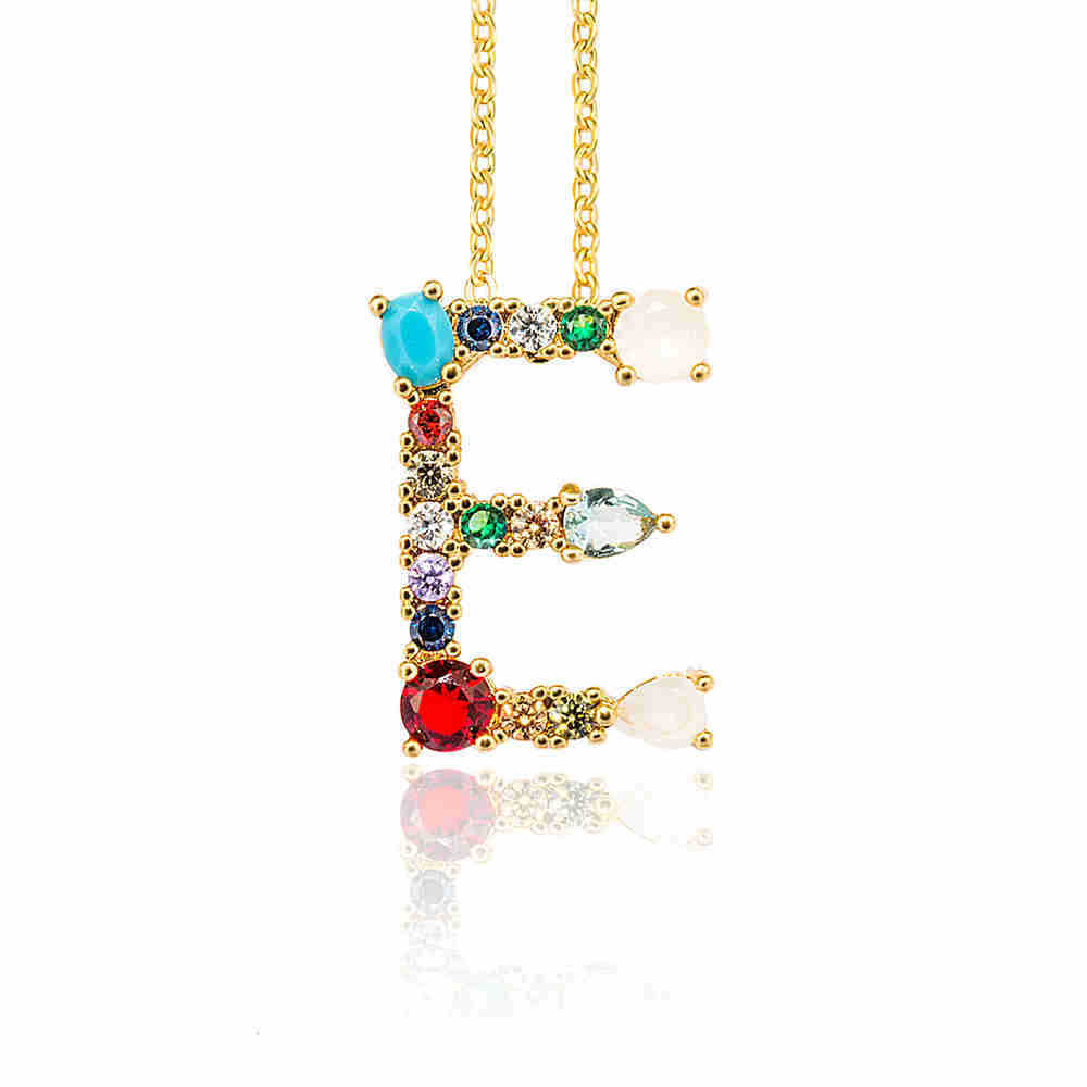 Hip Hop 26 Letters Copper Micro Inlaid Letter Pendant Clavicle Chain 1619178764792