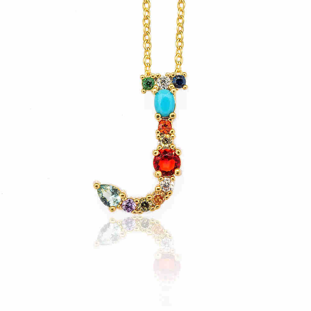 Hip Hop 26 Letters Copper Micro Inlaid Letter Pendant Clavicle Chain 1619178765076