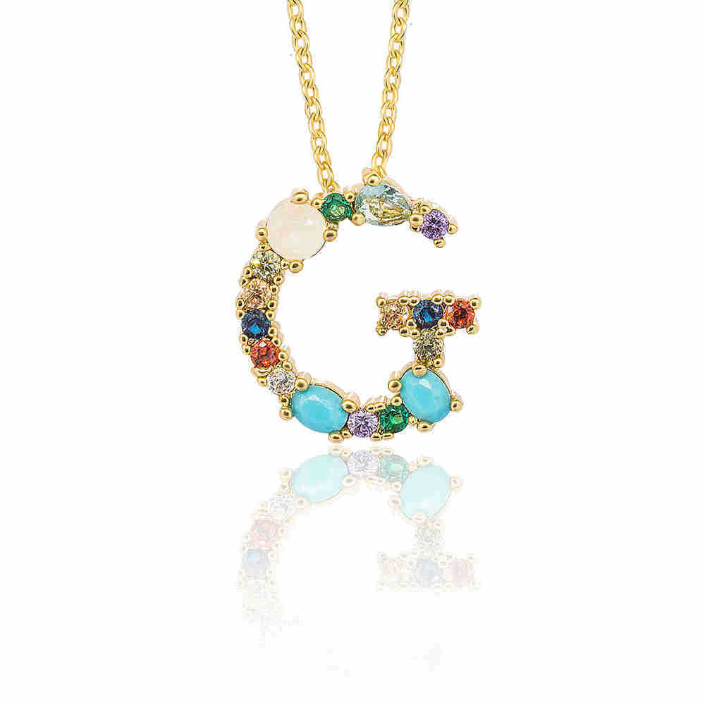 Hip Hop 26 Letters Copper Micro Inlaid Letter Pendant Clavicle Chain 1619178765370