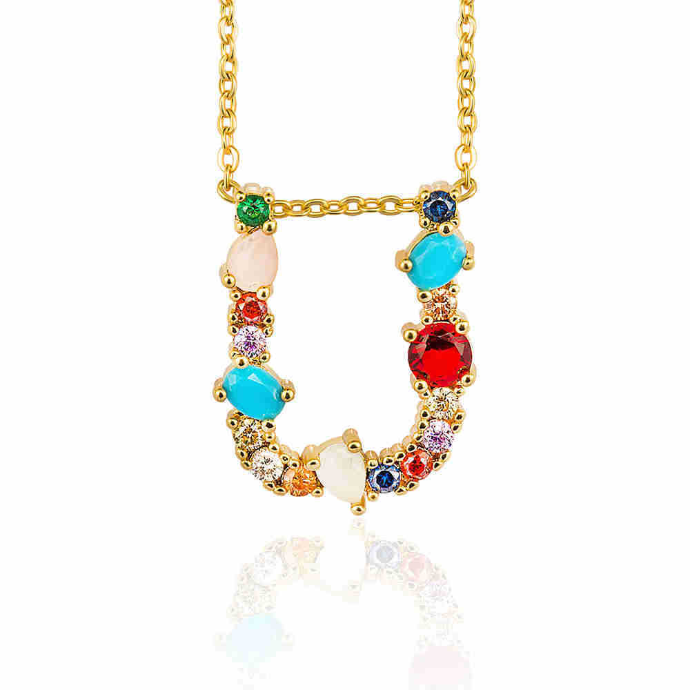 Hip Hop 26 Letters Copper Micro Inlaid Letter Pendant Clavicle Chain 1619178765661