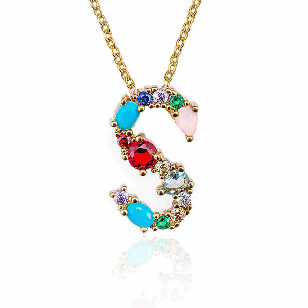 Hip Hop 26 Letters Copper Micro Inlaid Letter Pendant Clavicle Chain 1619178765668