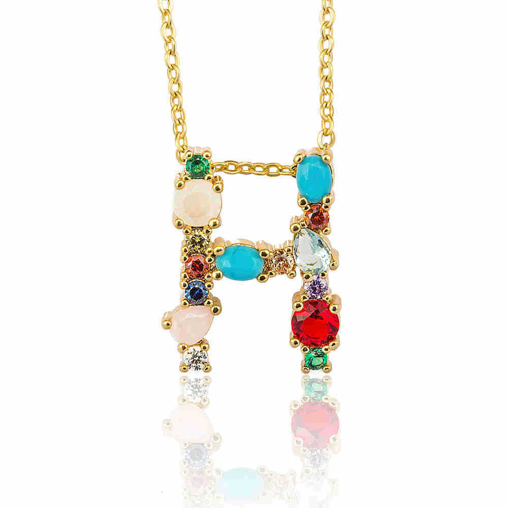 Hip Hop 26 Letters Copper Micro Inlaid Letter Pendant Clavicle Chain 1619178765964