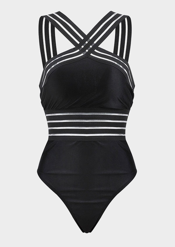 Swimsuit Bikini High Waist Leopard Print Stitching Bikini Ladies Swimsuit One-Piece 1619227305331
