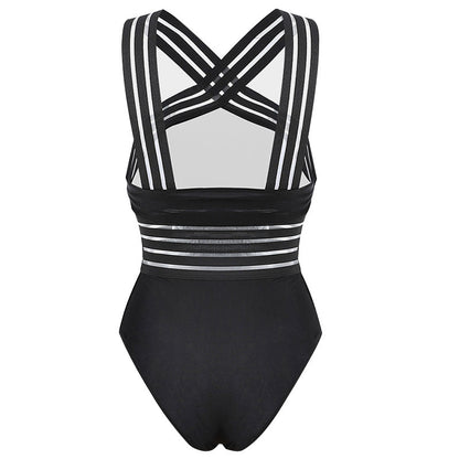 Swimsuit Bikini High Waist Leopard Print Stitching Bikini Ladies Swimsuit One-Piece 1619227305334