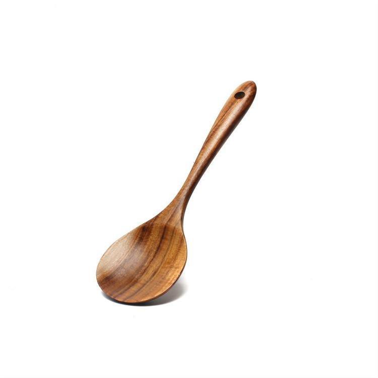 Acacia Wooden Spatula For Non-Stick Cookware Long Handle Wooden Spatula Wooden Spoon Wooden Soup Spoon Set 1619236917155
