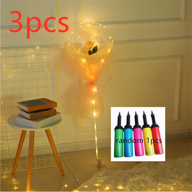 LED Luminous Balloon Rose Bouquet Transparent Bobo Ball Rose 1619317662912
