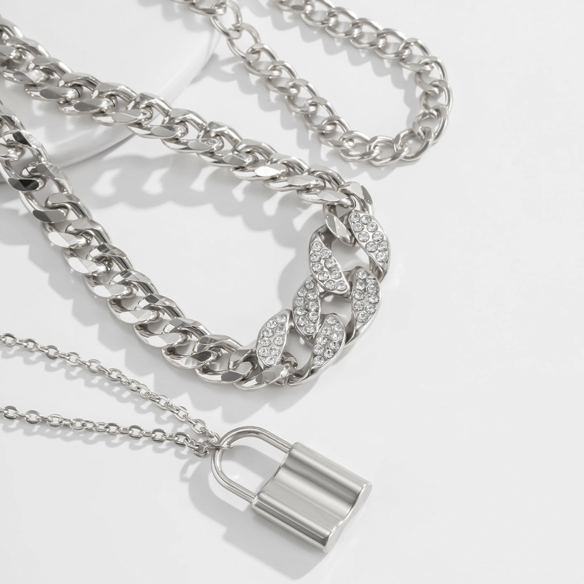 Retro Stacking Micro-Inlaid Fashion Footwear Female Personality Hip-Hop Cuban Chain Lock-Shaped Anklet 1619402339660