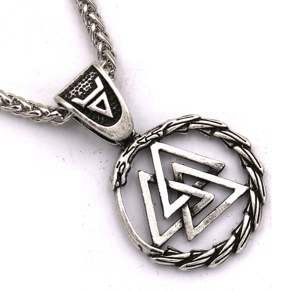 Viking Triangle Knot Dragon Head Necklace European And American Popular Accessories Amulet Animal Pendant 1619405746450