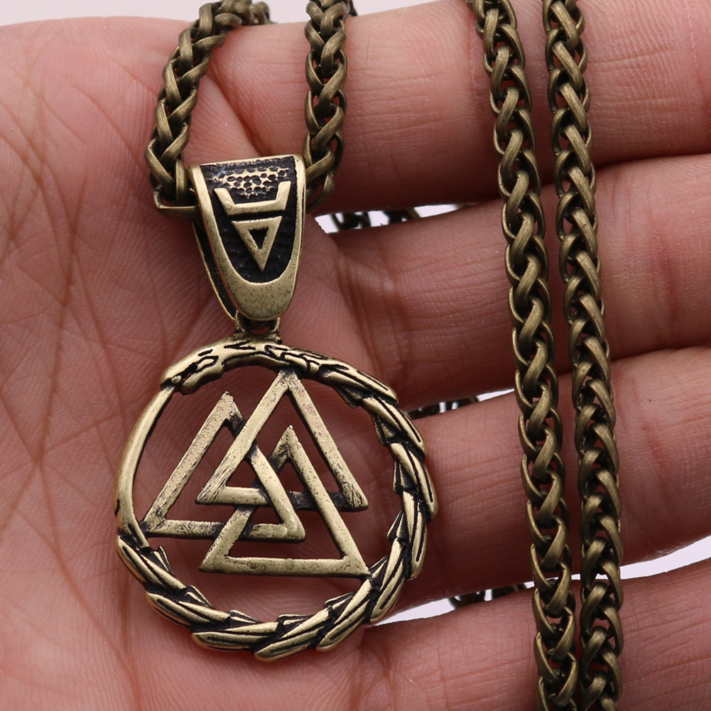 Viking Triangle Knot Dragon Head Necklace European And American Popular Accessories Amulet Animal Pendant 1619405746452