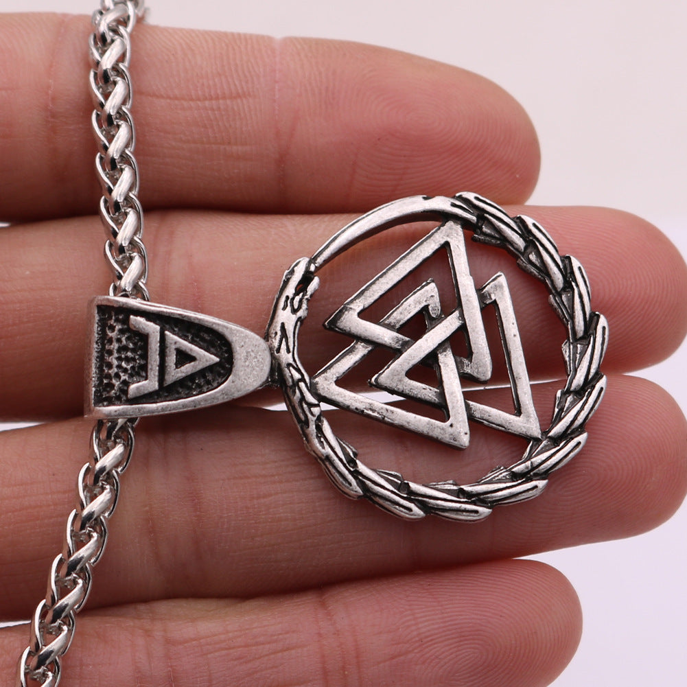 Viking Triangle Knot Dragon Head Necklace European And American Popular Accessories Amulet Animal Pendant 1619405746453