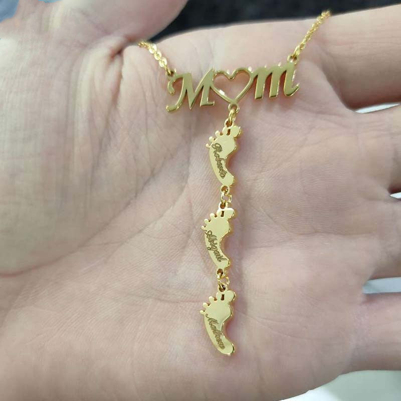 Cute Foot Necklace Stainless Steel 18K Custom Necklace Simple Foot Pendant One Customization 1619417128171