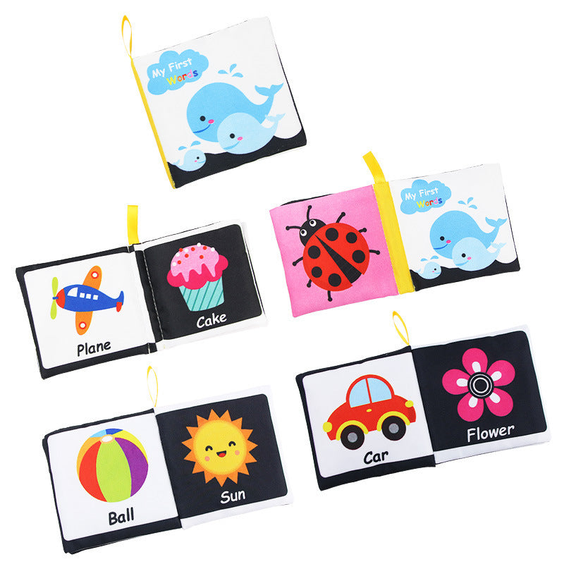 Baby Visual Excitement Cloth Book Montessori Baby Toys Black White Enlightenment Educational Rattle Book Toy Toddler Sensory 