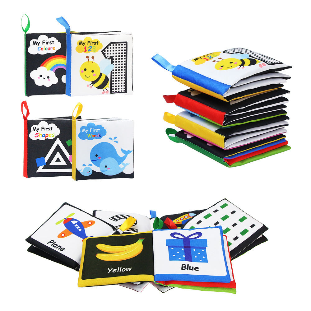 Baby Visual Excitement Cloth Book Montessori Baby Toys Black White Enlightenment Educational Rattle Book Toy Toddler Sensory 