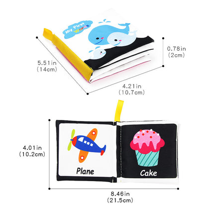 Baby Visual Excitement Cloth Book Montessori Baby Toys Black White Enlightenment Educational Rattle Book Toy Toddler Sensory 