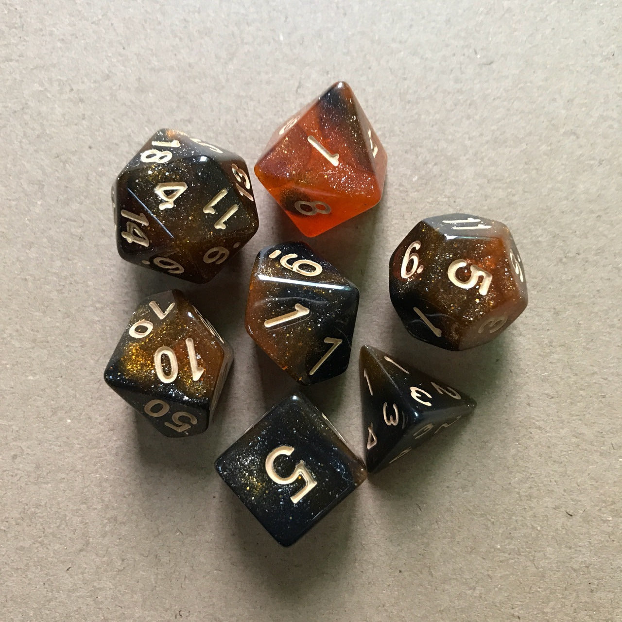 Starry Sky Two-color Multi-faced Dice Set, A Set Of Seven Digital Game Dice 1619423729042