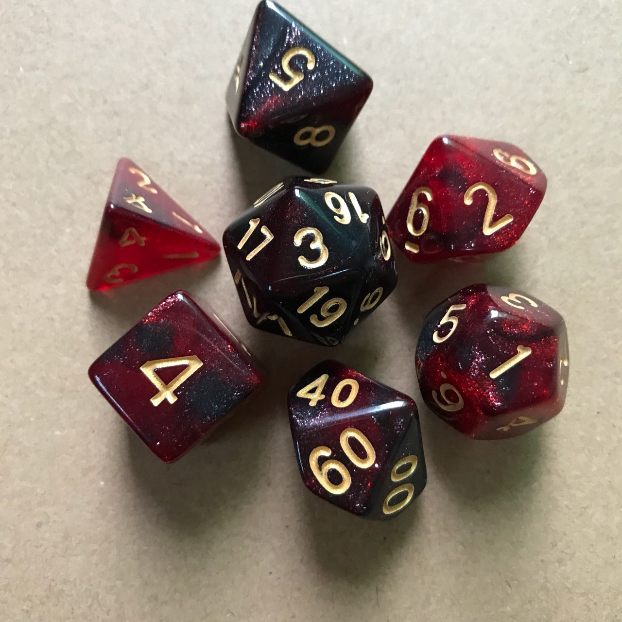 Starry Sky Two-color Multi-faced Dice Set, A Set Of Seven Digital Game Dice 1619423729055