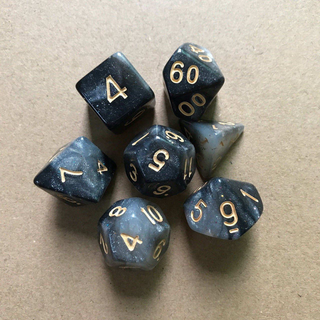 Starry Sky Two-color Multi-faced Dice Set, A Set Of Seven Digital Game Dice 1619423729061