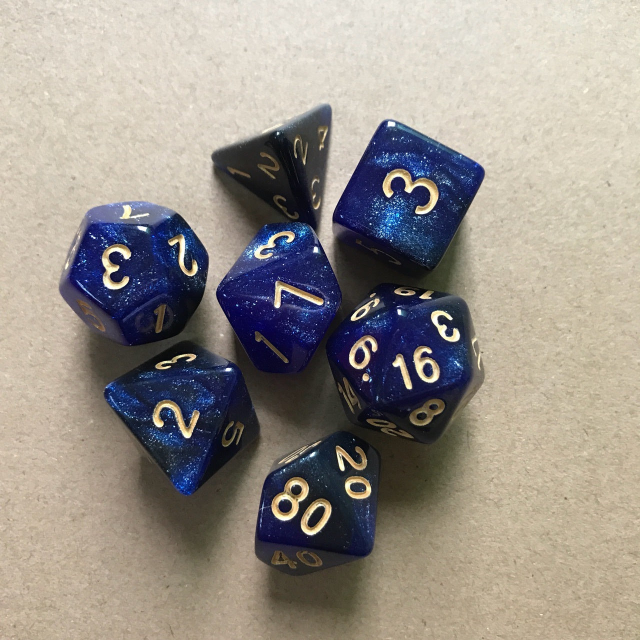 Starry Sky Two-color Multi-faced Dice Set, A Set Of Seven Digital Game Dice 1619423729065