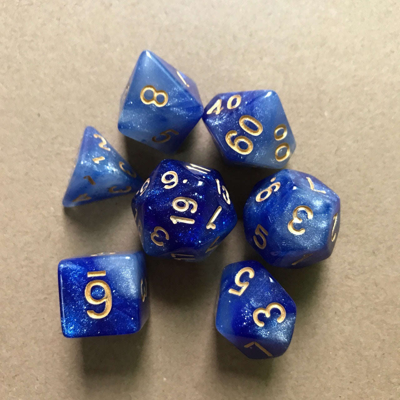 Starry Sky Two-color Multi-faced Dice Set, A Set Of Seven Digital Game Dice 1619423729324