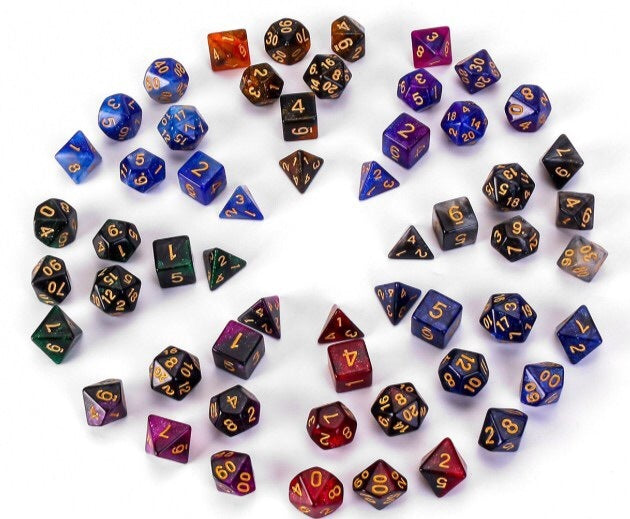 Starry Sky Two-color Multi-faced Dice Set, A Set Of Seven Digital Game Dice 1619423729340