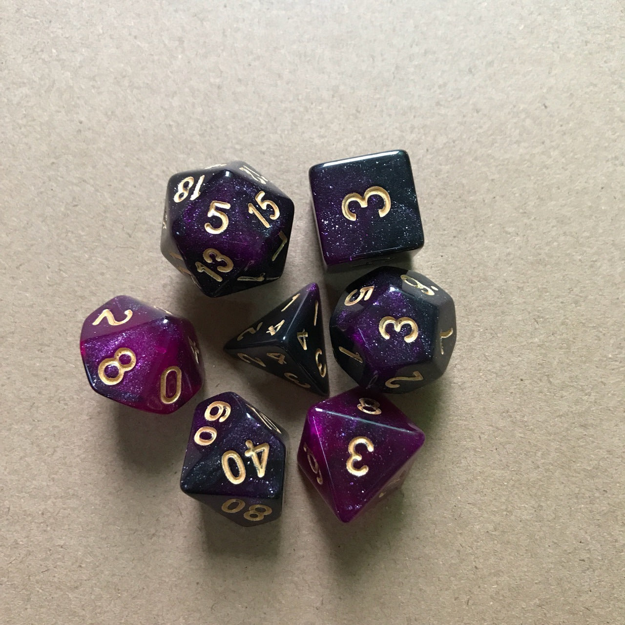 Starry Sky Two-color Multi-faced Dice Set, A Set Of Seven Digital Game Dice 1619423729351