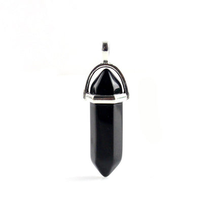 European And American Fashion Natural Crystal Hexagonal Column Pendant Necklace, Crystal Stone Faceted Diamond Pendant 161942