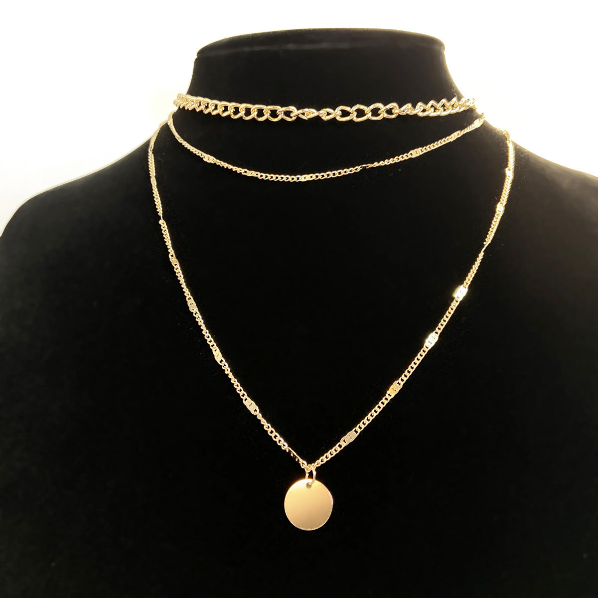 Women's Multilayer Necklace Ins Fashion Disc Pendant Clavicle Necklace Chains Personality Jewelry 1619437976249