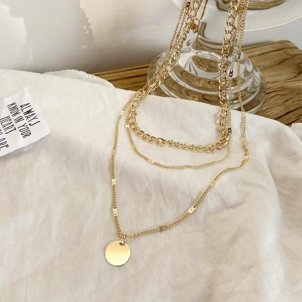 Women's Multilayer Necklace Ins Fashion Disc Pendant Clavicle Necklace Chains Personality Jewelry 1619437976253