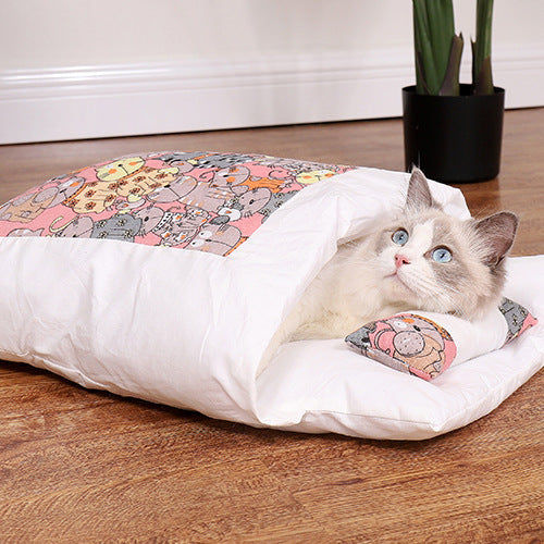 Cat Sleeping Bag Fairy Cat Litter Wind Semi-Closed Autumn And Winter Warm Cat Kennel 1619495200414