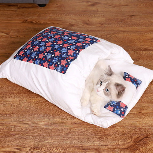 Cat Sleeping Bag Fairy Cat Litter Wind Semi-Closed Autumn And Winter Warm Cat Kennel 1619495200416