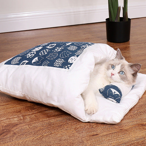 Cat Sleeping Bag Fairy Cat Litter Wind Semi-Closed Autumn And Winter Warm Cat Kennel 1619495200417