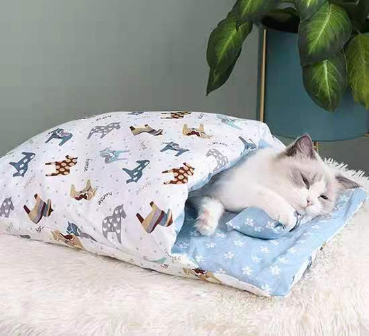 Cat Sleeping Bag Fairy Cat Litter Wind Semi-Closed Autumn And Winter Warm Cat Kennel 1619495200423