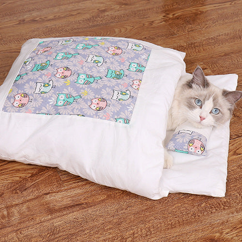 Cat Sleeping Bag Fairy Cat Litter Wind Semi-Closed Autumn And Winter Warm Cat Kennel 1619495200427