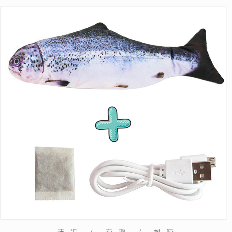 Electric Funny Cat Simulation Fish Beating Usb Jumping Cat Toy 1619499783699