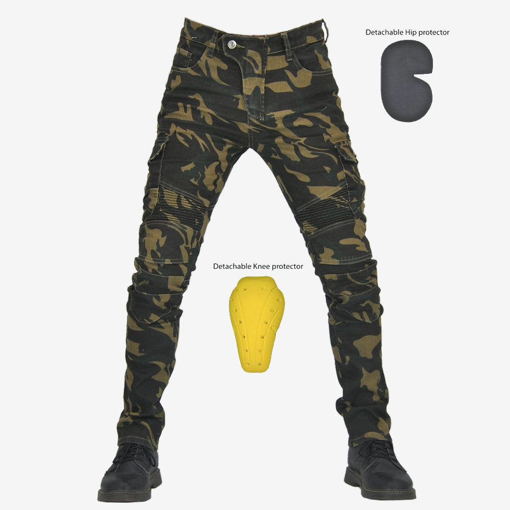 Army Green Tooling Multi-Pocket Motorcycle Stretch Anti-Fall Riding Pants 1619508309982