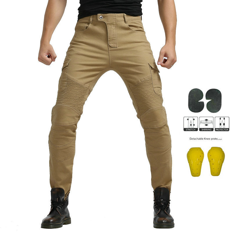 Army Green Tooling Multi-Pocket Motorcycle Stretch Anti-Fall Riding Pants 1619508309984