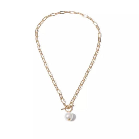 Quality Punk Simulated Pearl Pendant Necklaces for Women Shine Link Chain Layer Necklace Lasso Lariat Curb Cuban Collars Jewe