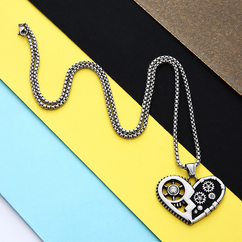 European And American Domineering Locomotive Stainless Steel Necklace 1619516709172