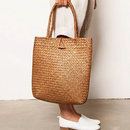 Japan And South Korea Wind Seaweed Woven Bag Hanging Flower Basket Mori Female Portable Straw Woven Shoulder Bag Travel Beach