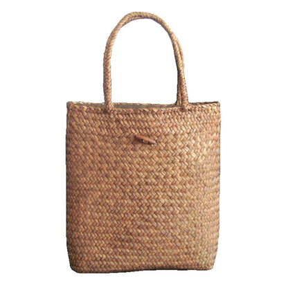 Japan And South Korea Wind Seaweed Woven Bag Hanging Flower Basket Mori Female Portable Straw Woven Shoulder Bag Travel Beach