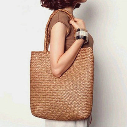 Japan And South Korea Wind Seaweed Woven Bag Hanging Flower Basket Mori Female Portable Straw Woven Shoulder Bag Travel Beach