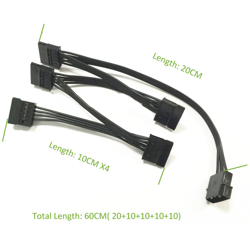 Molex 4pin IDE 1 to 5 SATA 15Pin Hard Drive Power Supply Spl 1619582259922