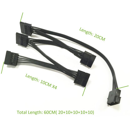 Molex 4pin IDE 1 to 5 SATA 15Pin Hard Drive Power Supply Spl 1619582259922