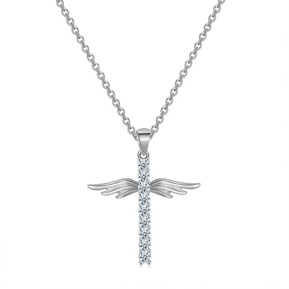 Angel Wings Cross Necklace 1619590627794
