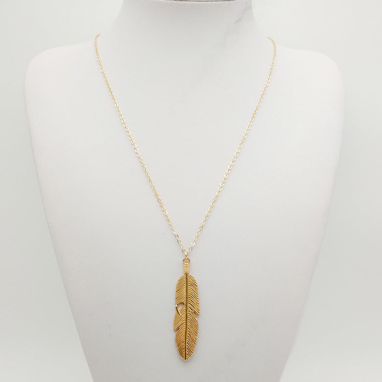 Boho Style Sweater Chain Long Feather Tassel Necklacer 1619661959398
