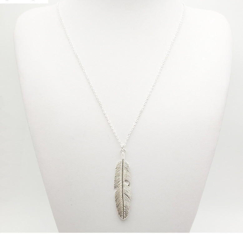 Boho Style Sweater Chain Long Feather Tassel Necklacer 1619661959421