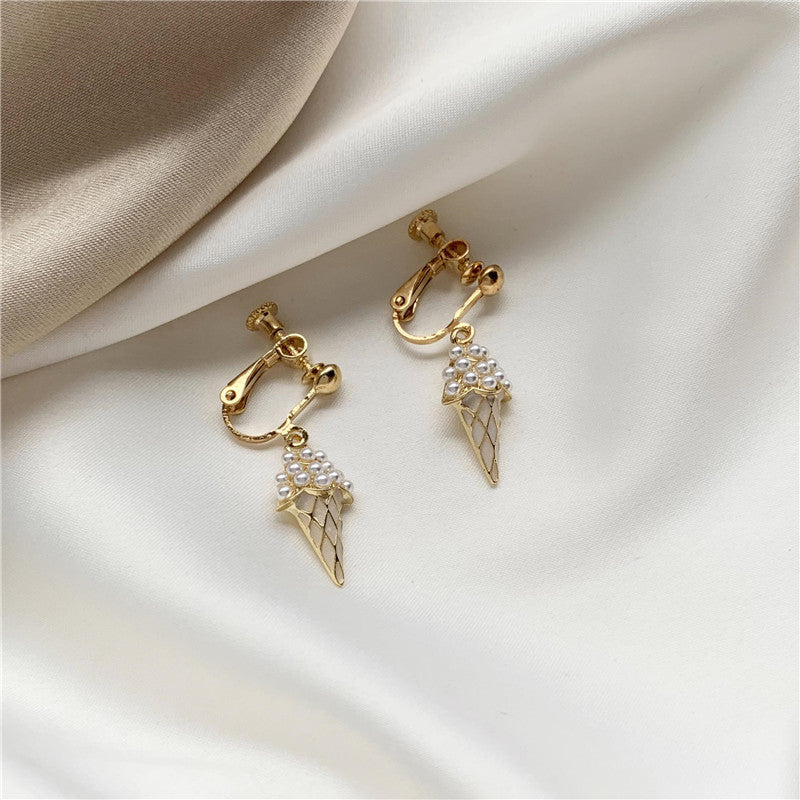Japan And South Korea Small Sweet Cute Fun Ice Cream Earrings Niche Girl Earrings Ear Clips H656 1619665170483