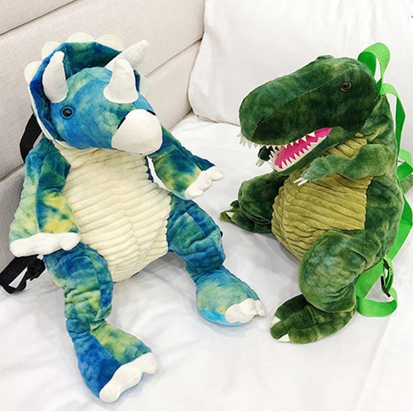 Creative 3D Dinosaur Backpack for Children Cartoon Animal Plush Dinosaurs Bag Cute Funny Parent-child Bags for Girl Boys 1619